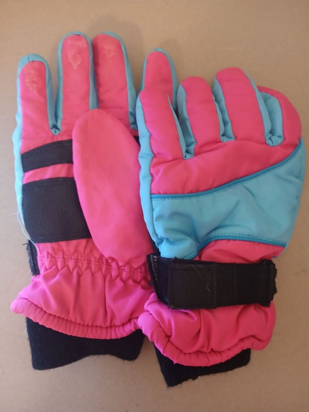 Girls 12/16 Winter Proof Blue and Pink Winter Gloves